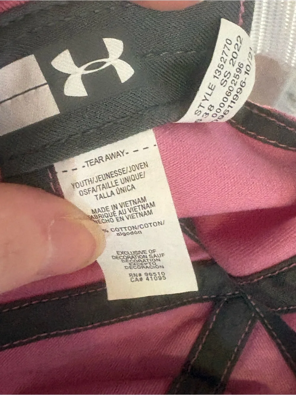 Under Armour Kids Pink Baseball Hat with Embroidered Logos